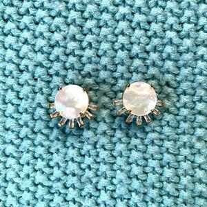 Pearly white & crystal post earrings